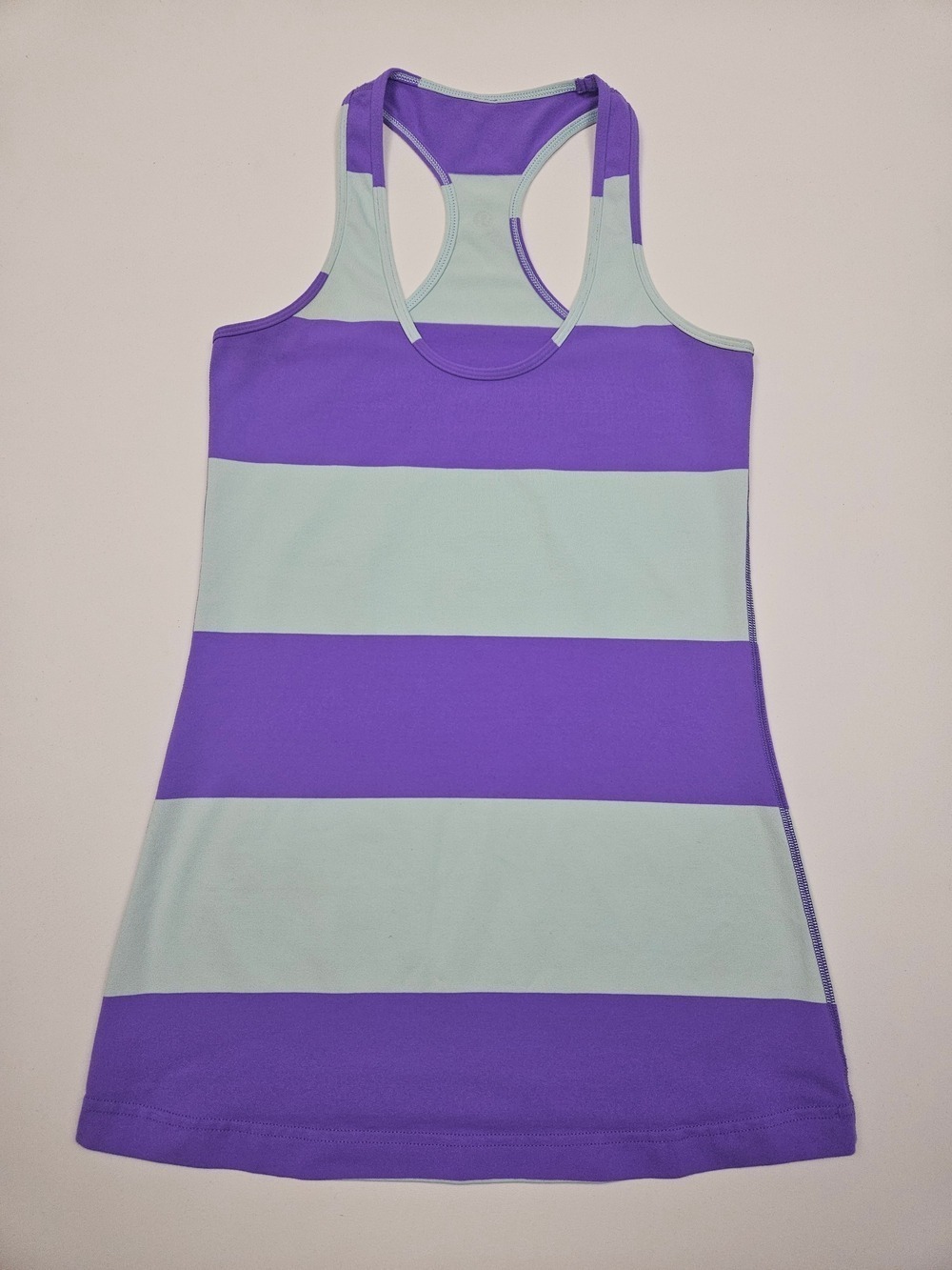 Lululemon Cool Racerback Tank Size 6 Purple Mint Striped Athletic Yoga Top